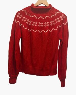 Kate And Mallory Red White Snowflake Fair Isle Christmas Sweater Small